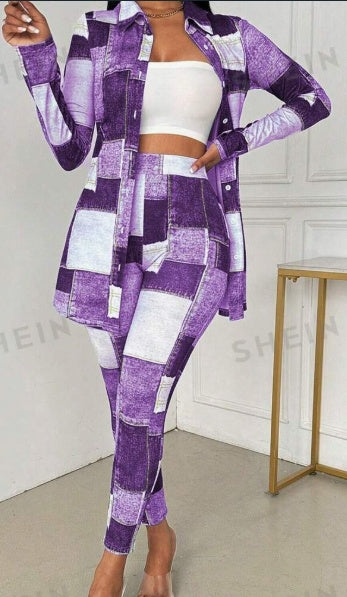 Conjunto de top y pantalón de manga larga para mujer