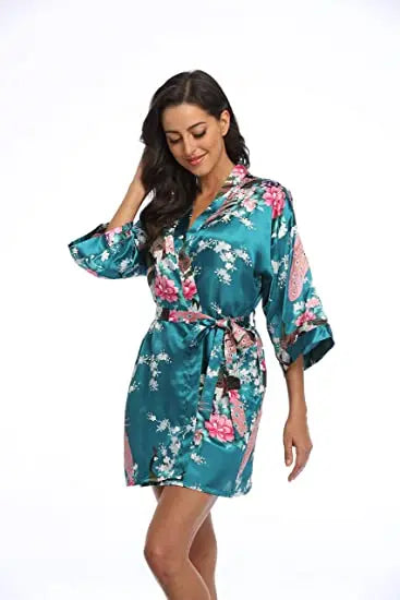 Fashion Satin Robe Female Bathrobe Sexy peignoir femme Silk Kimono Bride Dressing gown sleepwear Night Grow For Women