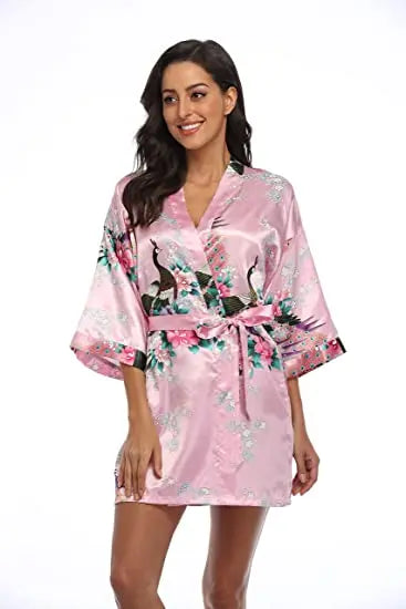 Fashion Satin Robe Female Bathrobe Sexy peignoir femme Silk Kimono Bride Dressing gown sleepwear Night Grow For Women