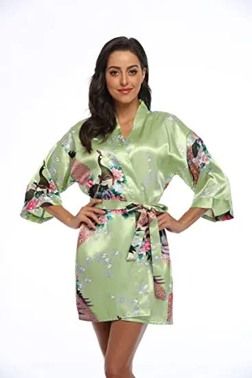 Fashion Satin Robe Female Bathrobe Sexy peignoir femme Silk Kimono Bride Dressing gown sleepwear Night Grow For Women