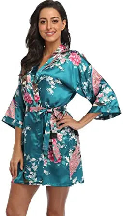 Fashion Satin Robe Female Bathrobe Sexy peignoir femme Silk Kimono Bride Dressing gown sleepwear Night Grow For Women