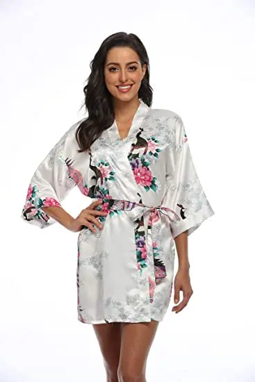 Fashion Satin Robe Female Bathrobe Sexy peignoir femme Silk Kimono Bride Dressing gown sleepwear Night Grow For Women