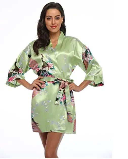 Fashion Satin Robe Female Bathrobe Sexy peignoir femme Silk Kimono Bride Dressing gown sleepwear Night Grow For Women