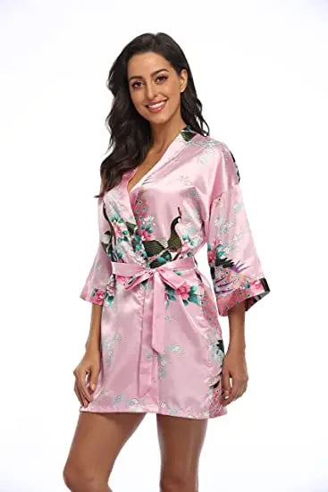 Fashion Satin Robe Female Bathrobe Sexy peignoir femme Silk Kimono Bride Dressing gown sleepwear Night Grow For Women