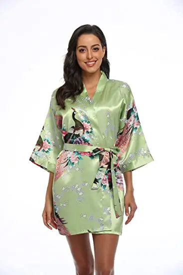 Fashion Satin Robe Female Bathrobe Sexy peignoir femme Silk Kimono Bride Dressing gown sleepwear Night Grow For Women