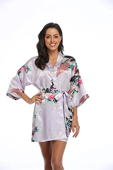 Fashion Satin Robe Female Bathrobe Sexy peignoir femme Silk Kimono Bride Dressing gown sleepwear Night Grow For Women