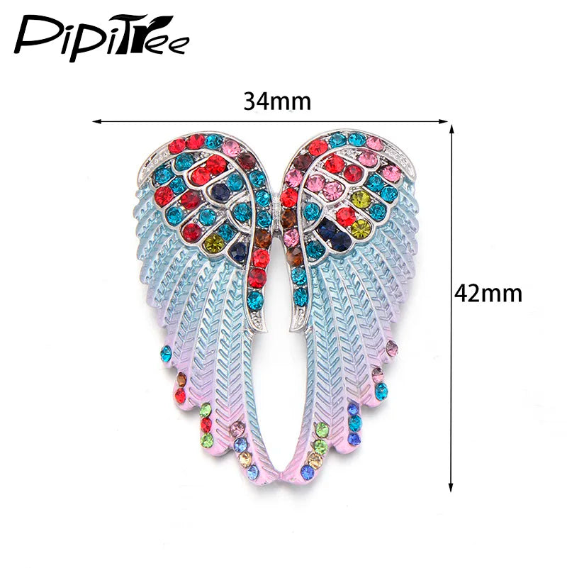Pipitree Fashion Vintage Angel Wings Brooch Pins Women Men's Jewelry Christmas Gift Antique Gold Color Rhinestone Brooches San Remo Shops