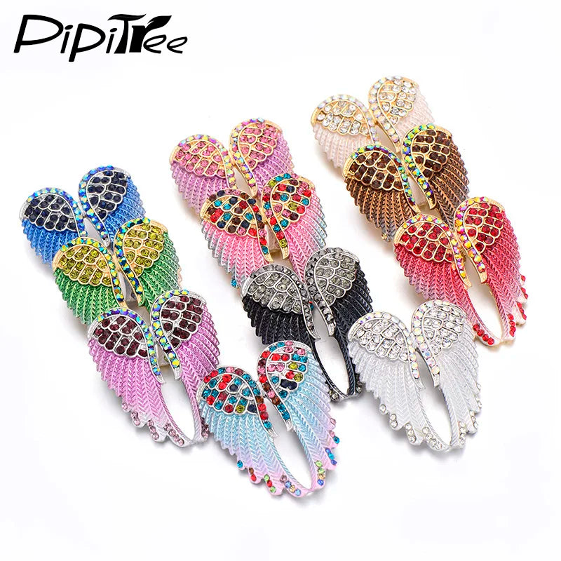 Pipitree Fashion Vintage Angel Wings Brooch Pins Women Men's Jewelry Christmas Gift Antique Gold Color Rhinestone Brooches San Remo Shops