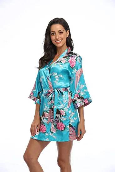 Fashion Satin Robe Female Bathrobe Sexy peignoir femme Silk Kimono Bride Dressing gown sleepwear Night Grow For Women