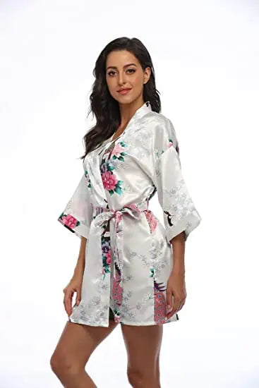 Fashion Satin Robe Female Bathrobe Sexy peignoir femme Silk Kimono Bride Dressing gown sleepwear Night Grow For Women