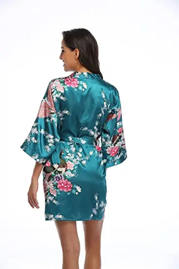 Fashion Satin Robe Female Bathrobe Sexy peignoir femme Silk Kimono Bride Dressing gown sleepwear Night Grow For Women