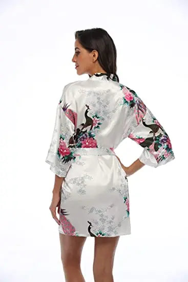 Fashion Satin Robe Female Bathrobe Sexy peignoir femme Silk Kimono Bride Dressing gown sleepwear Night Grow For Women