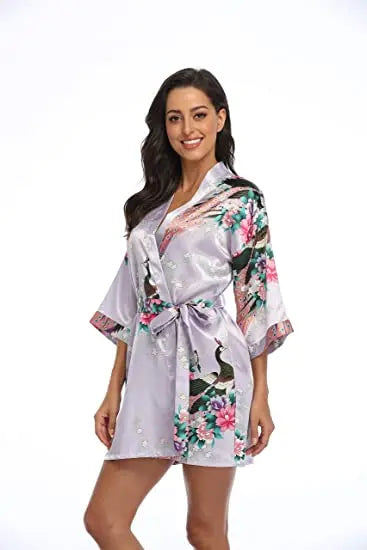 Fashion Satin Robe Female Bathrobe Sexy peignoir femme Silk Kimono Bride Dressing gown sleepwear Night Grow For Women