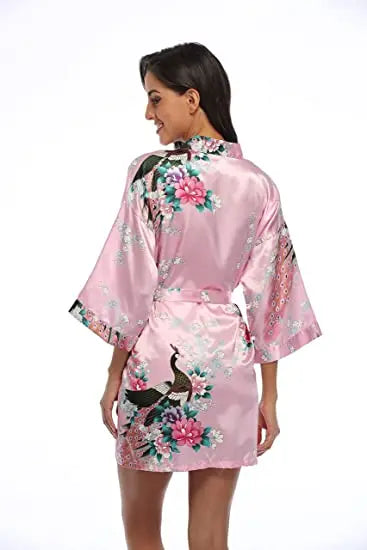 Fashion Satin Robe Female Bathrobe Sexy peignoir femme Silk Kimono Bride Dressing gown sleepwear Night Grow For Women