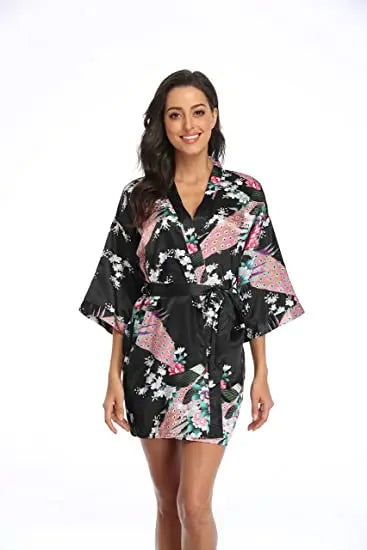 Fashion Satin Robe Female Bathrobe Sexy peignoir femme Silk Kimono Bride Dressing gown sleepwear Night Grow For Women