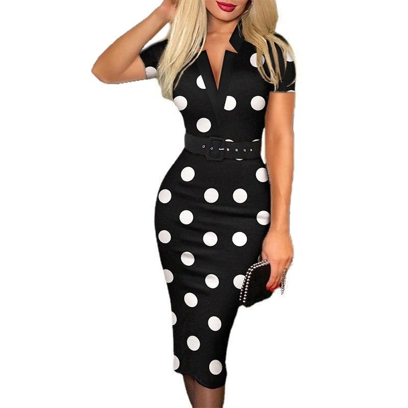 Printed V-neck Dress