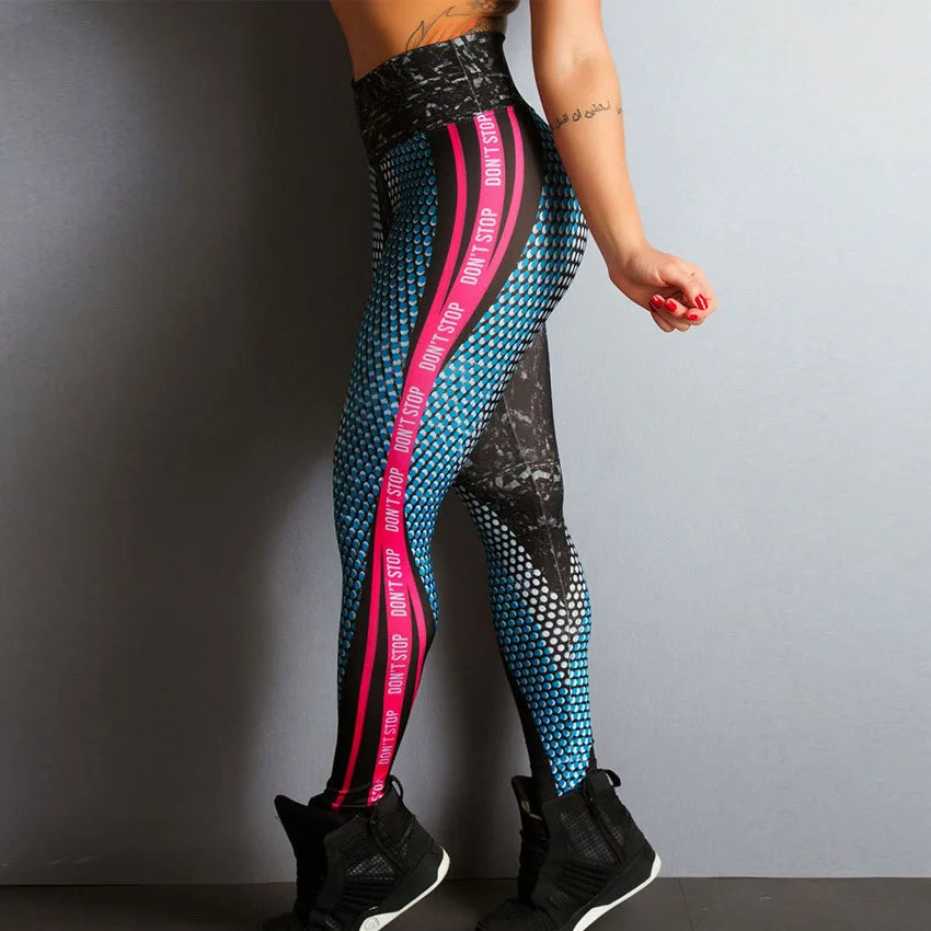 2025 Popular Digital Printing Letters Sports Yoga Fitness Leggings Quick Dry High Elastic Workout Leggings