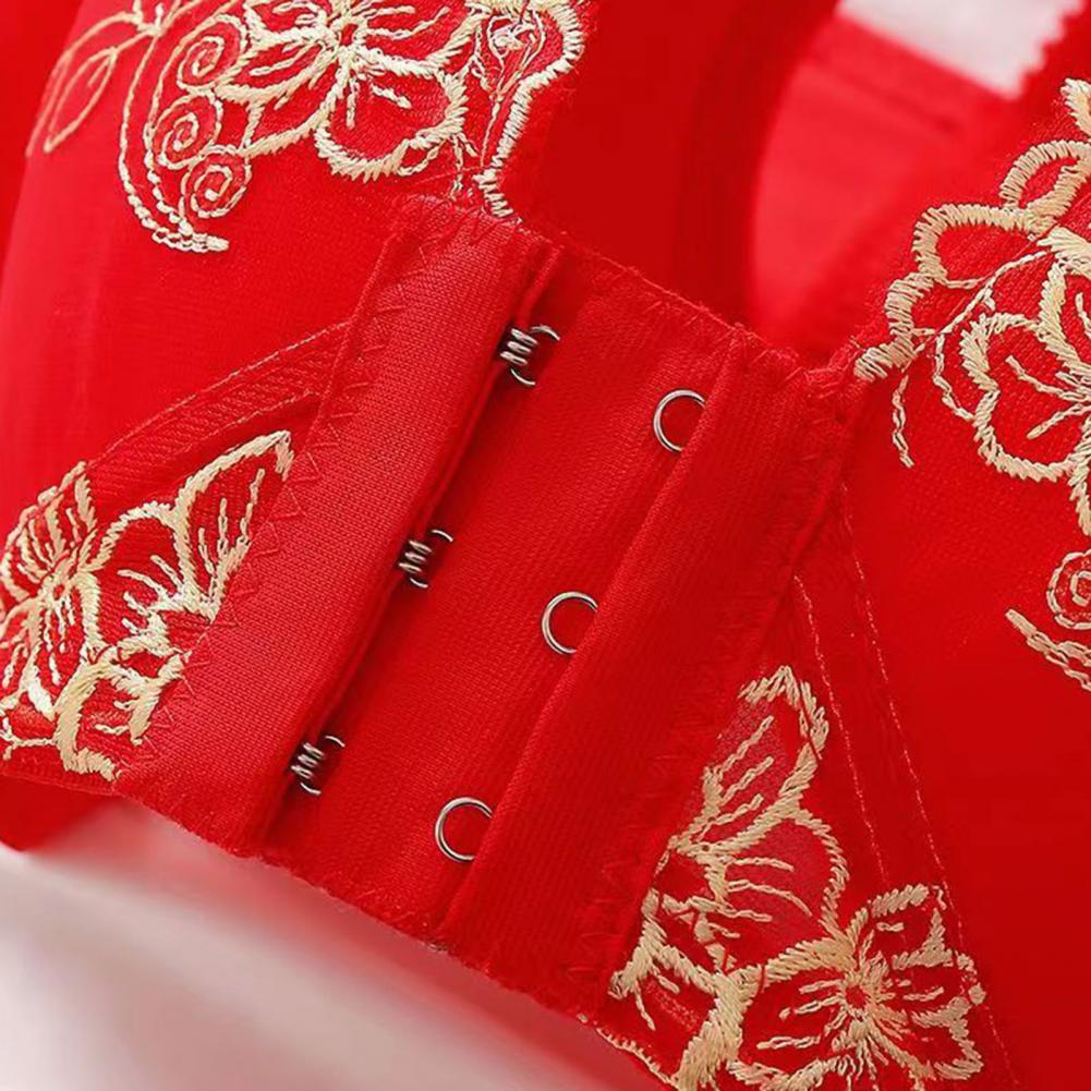 Adjustable Shoulder Strap Bra Supportive Lace Jacquard Trim Bras for Comfortable Lightweight Middle-aged Elderly Women