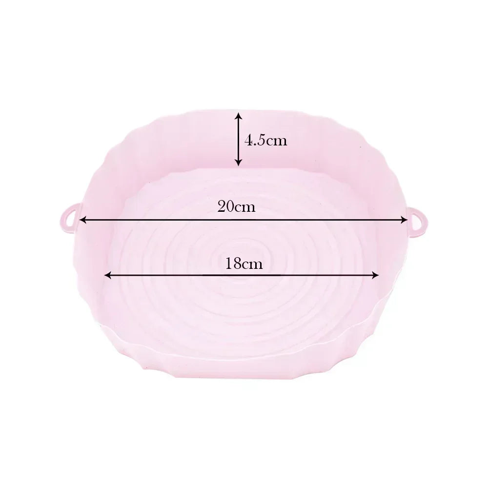 18CM Air Fryer Silikonkorb Silikonform Airfryer Ofen Backblech Pizza Fried Chicken Korb Wiederverwendbare Pan Liner Zubehör