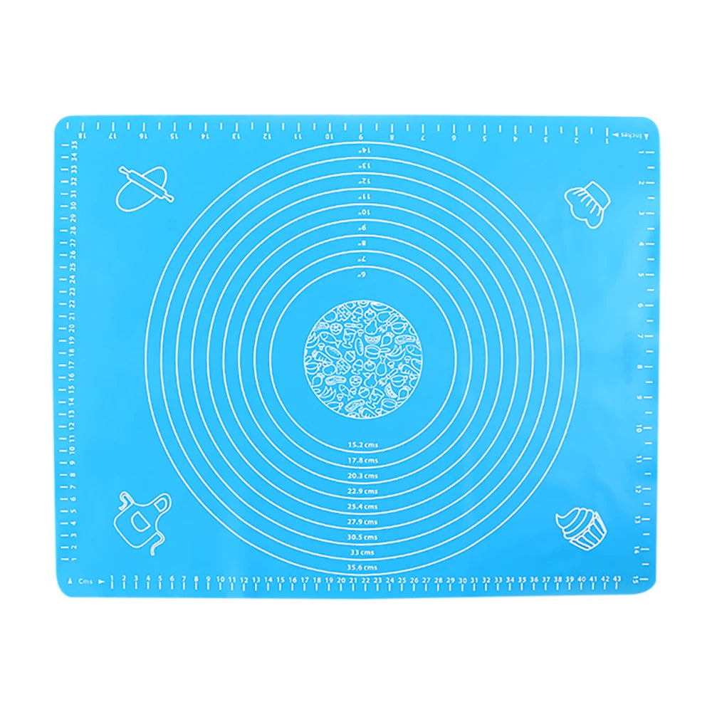 Alfombrilla de silicona de 50 x 40 cm para hornear, alfombrilla para amasar masa, para cocina, para amasar pizza, grande, antiadherente, soporte para herramientas