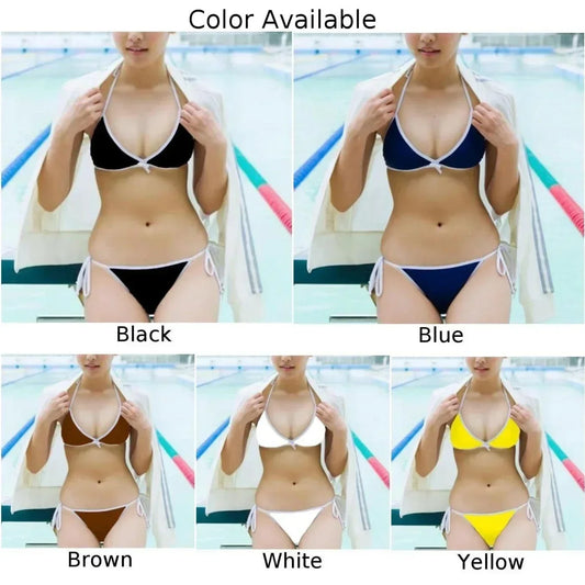Women's Two-Piece Bikini Set - V-Neck Backless Swimsuit