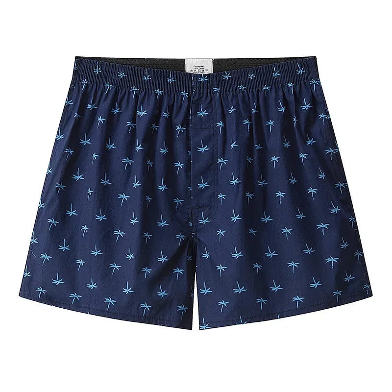 Calzoncillos bóxer de algodón para hombre, tallas S-XL, informales, a cuadros, con cintura elástica y botones, ropa interior cómoda para el hogar.