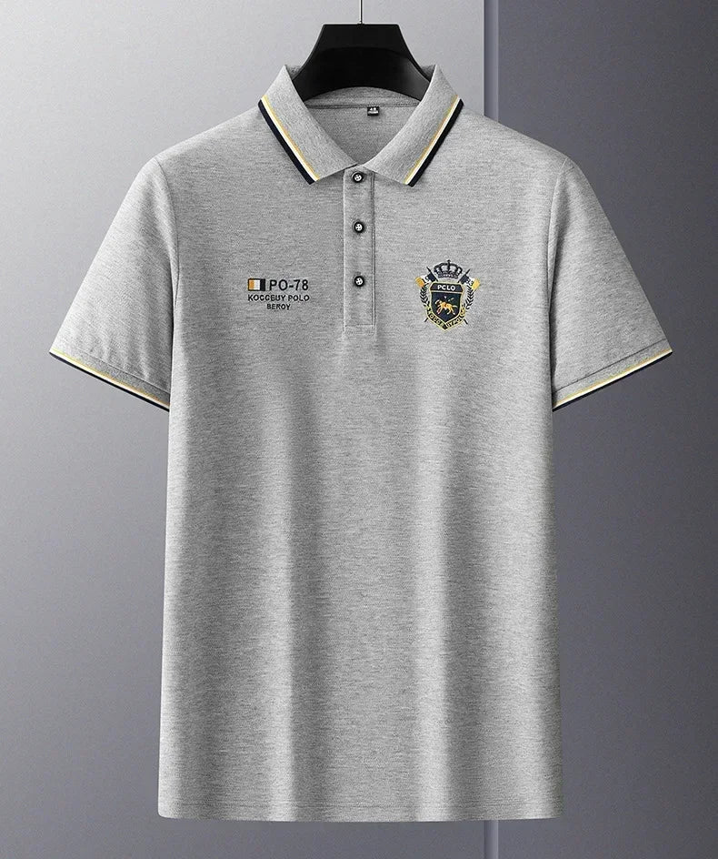 New Mens Embroidered Polo Shirts Summer Short Sleeve Shirt Luxury Top Lapel Streetwear Men Breathable Lightweight T Shirt Homme