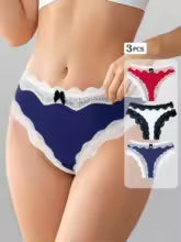 Set of women's underwear with a close-up inset showing details.