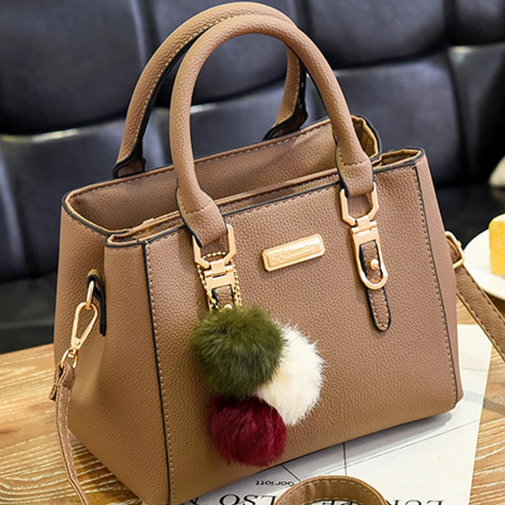 Luxury High-End PU Leather Women’s Tote Bag Plush Tassel Messenger Bags Shoulder Bags Adjustable Strap Crossbody Bags