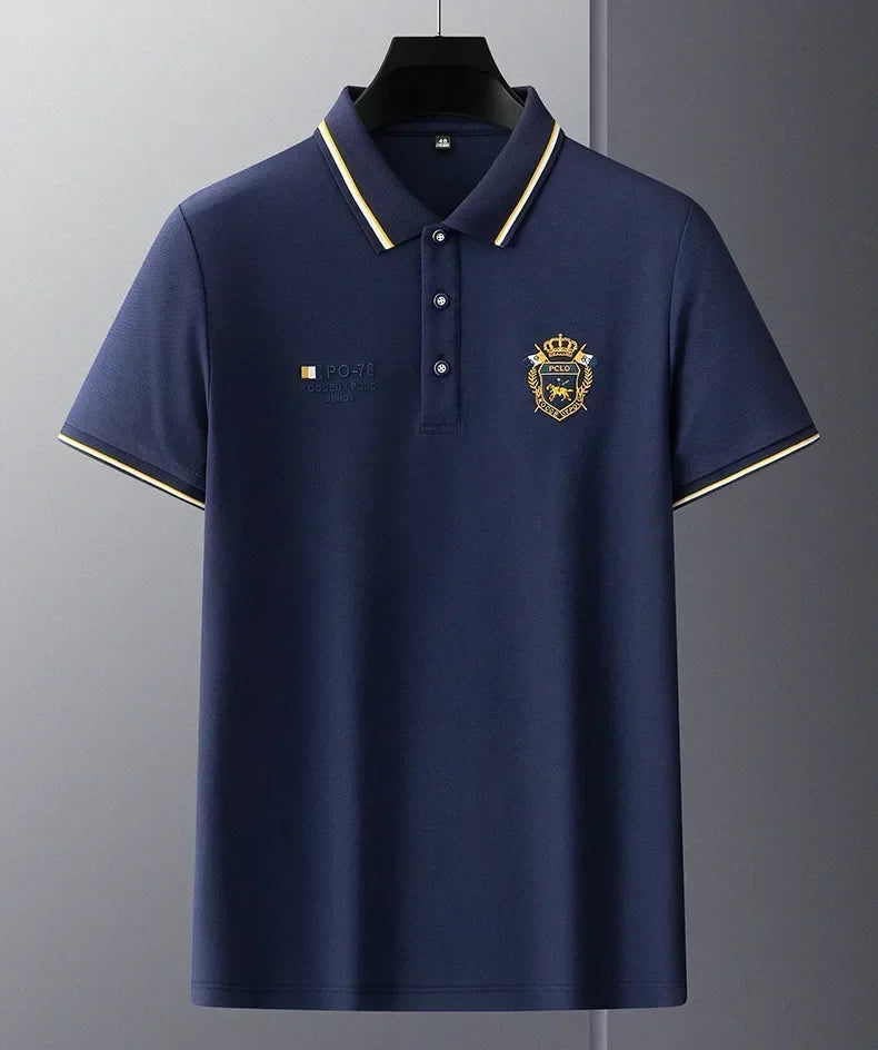 New Mens Embroidered Polo Shirts Summer Short Sleeve Shirt Luxury Top Lapel Streetwear Men Breathable Lightweight T Shirt Homme