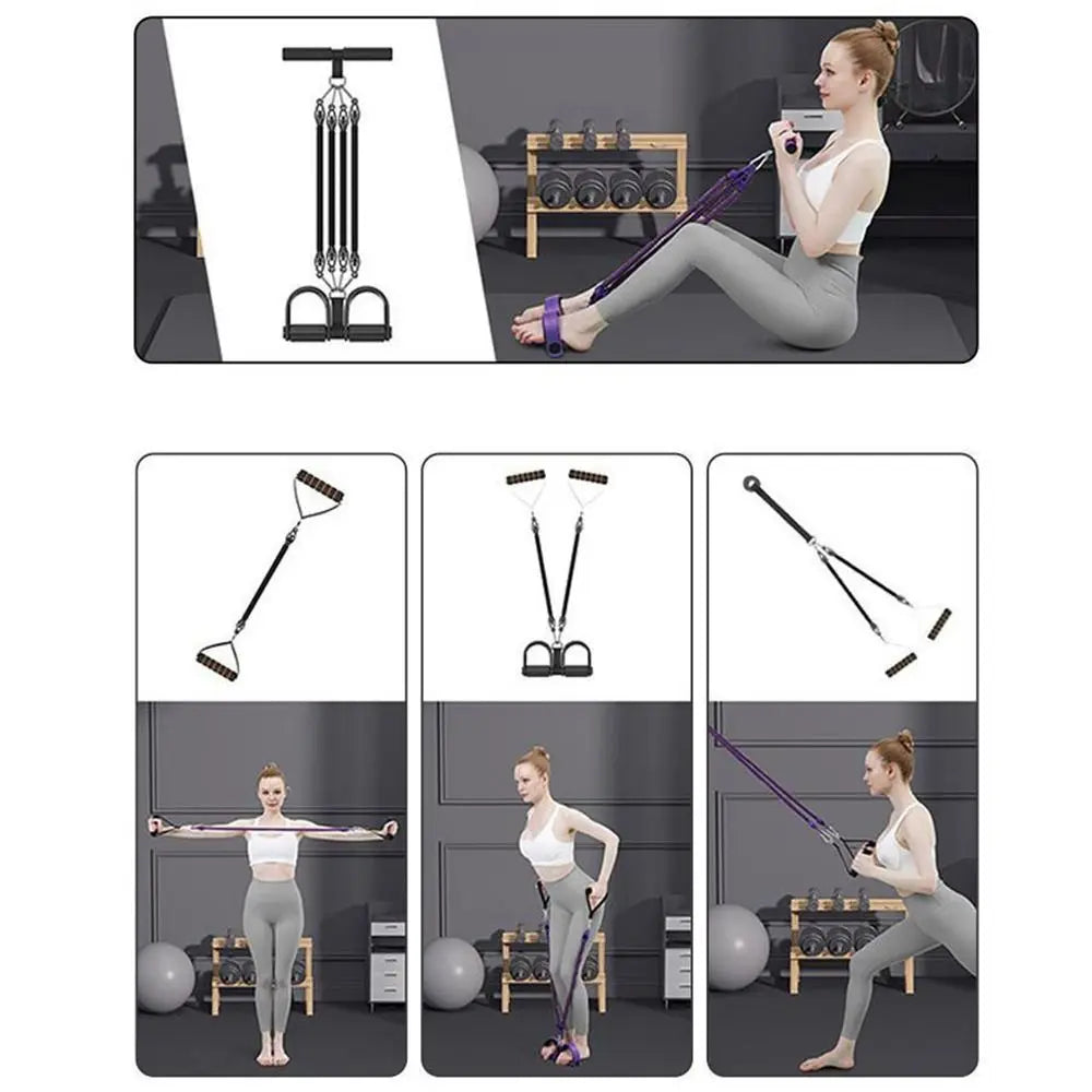 2/3/4-Strand Pedal Pull-Up Sit-Up Trainer Stomach Slimming Heavy-Duty Pedal Tension Rope 50/75/100 Pounds Non-Slip