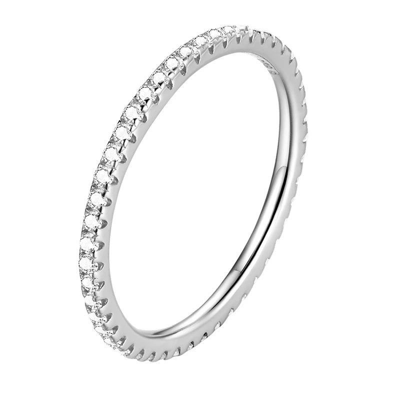 Anillos de compromiso y boda WOSTU de plata de ley 925 para mujer, llenos de circonitas cúbicas transparentes, apilables, joyería fina