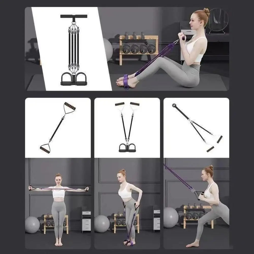 2/3/4-Strand Pedal Pull-Up Sit-Up Trainer Stomach Slimming Heavy-Duty Pedal Tension Rope 50/75/100 Pounds Non-Slip