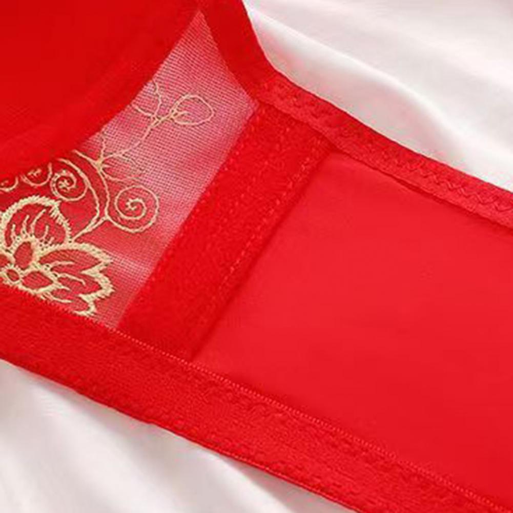 Adjustable Shoulder Strap Bra Supportive Lace Jacquard Trim Bras for Comfortable Lightweight Middle-aged Elderly Women