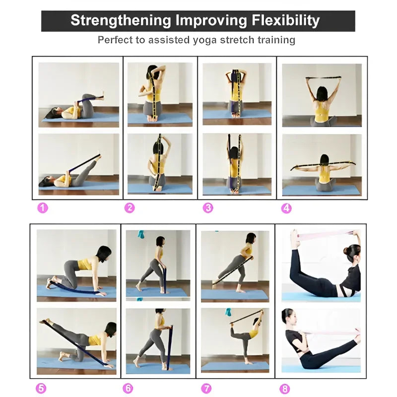 Yoga Stretching Belt Dance Stretching Band Elastic Yoga Resistance Bands Home Pilates Exercise Pull Strap Belt Fitness Sport