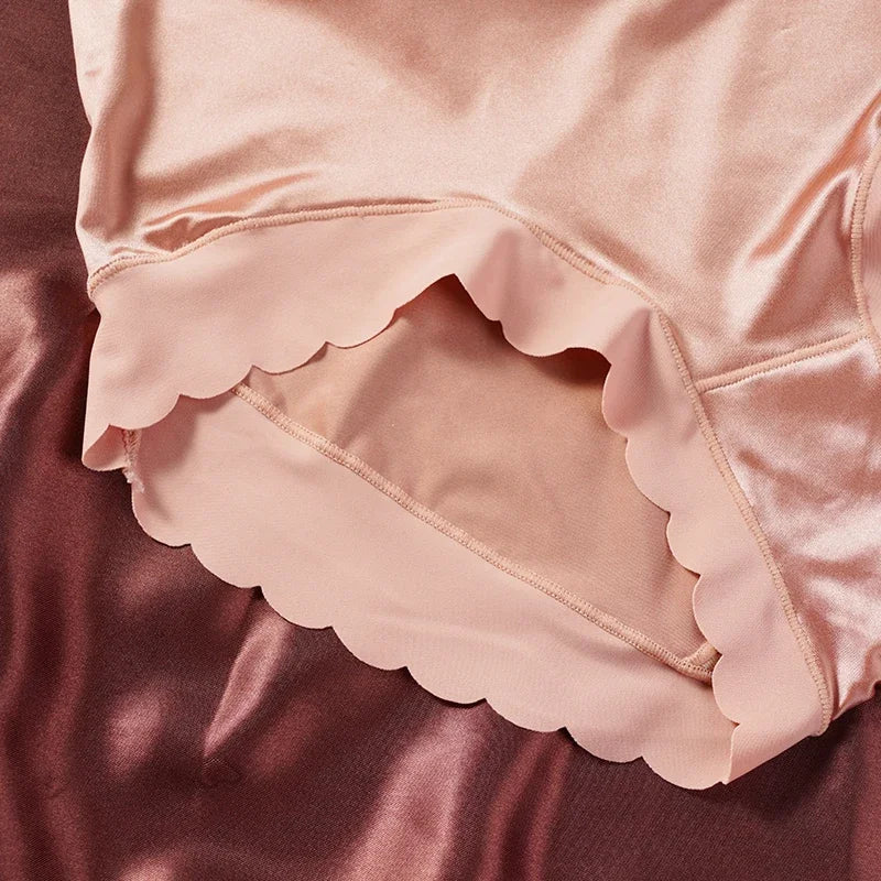 2pcs/set High-waist Women's Simple Satin Ice Silk Seamless Underwear Female Breathable High Quality Panties Butt Lift Briefs