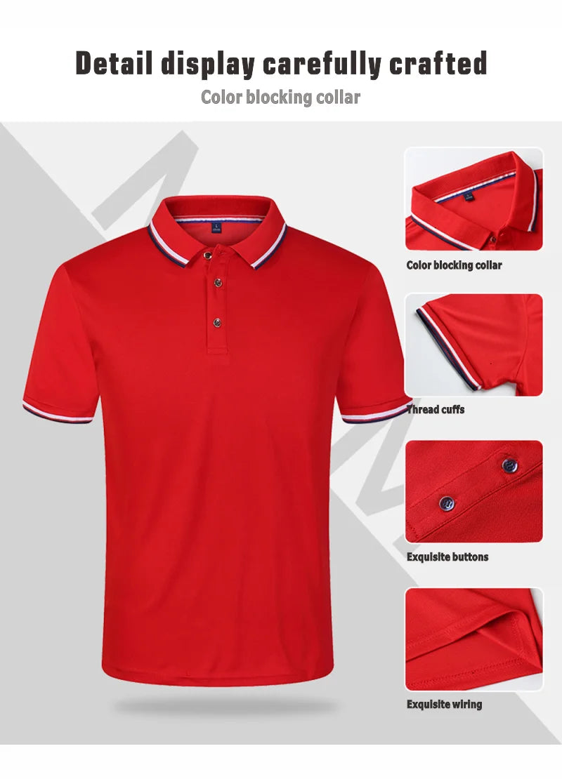 Hot Sale Men's Summer Casual Breathable Top Comfortable Polo Shirt Men's Solid Color Short Sleeve Sweat-absorbing T-Shirt