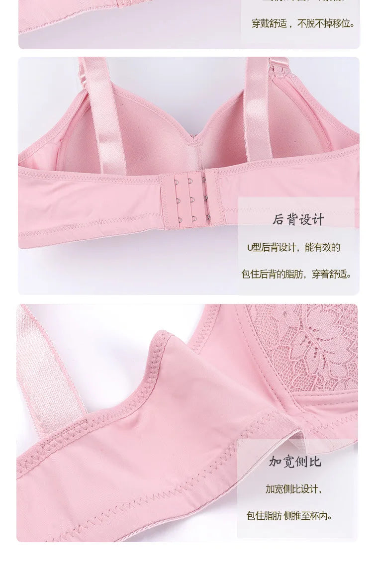 Push Up Bras for Women Large Size Full Cup Adjustment Wireless Lace Seamless Bralette