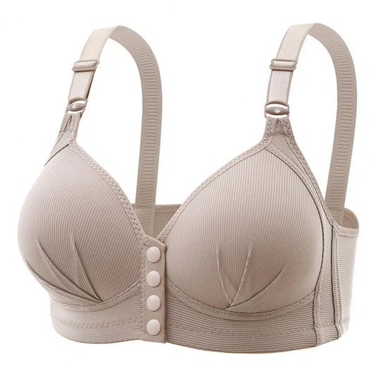 Adjustable Bra Strap Front Button Closure Wireless