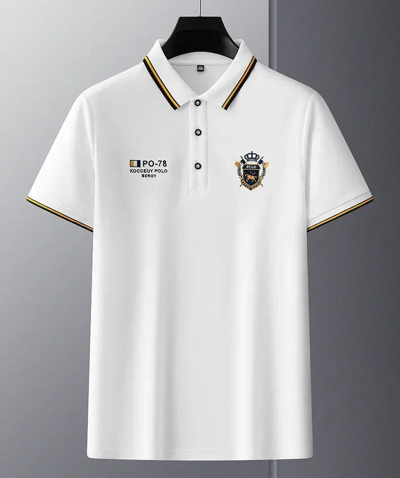 New Mens Embroidered Polo Shirts Summer Short Sleeve Shirt Luxury Top Lapel Streetwear Men Breathable Lightweight T Shirt Homme