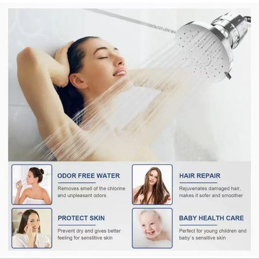 15 Stage Activated Carbon Shower Filter with 4inch Showerhead Set,Hard Water Purification Chlorine Removal Reduce Dry Itchy Skin San Remo Shops