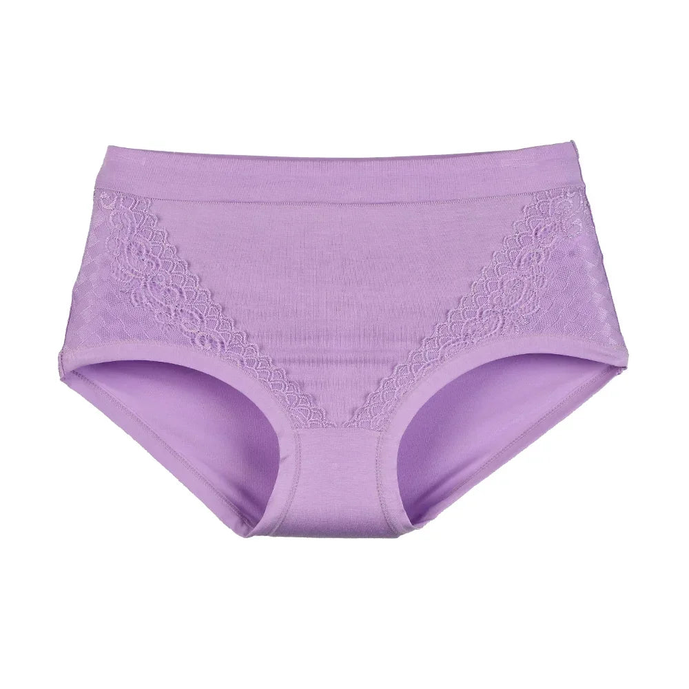 2024 Women High Waist Panties Female Seamless Briefs Modal Lace Plus Size Underpants Mother Middle Aged Oversize Panty Underwear