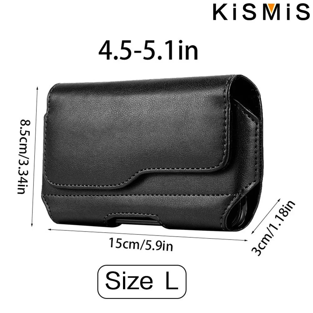 KISMIS Modische Handy-Geldbörse, Hüfttasche, Ledertasche, Gürteltasche, Lederetui mit Gürtelclip und Ring, Handyhalter, Reise- und Wanderetui