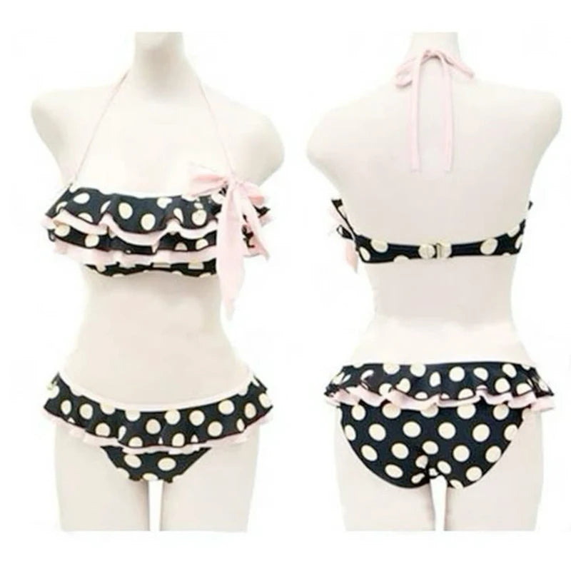 New Summer Bikini Set Women Clothes Aesthetics Fashion Sexy Beach Spicy Girls Y2K Bow Sling Camis Kawaii Harajuku Goth Emo-Girl