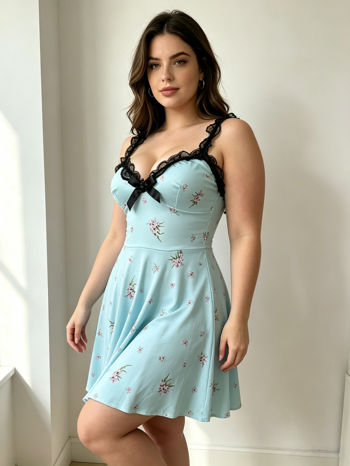 sleep dress, blue, floral