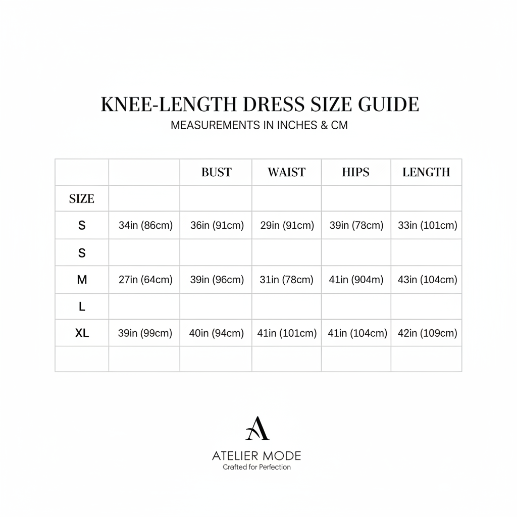 knee dress S size Chart S-XL