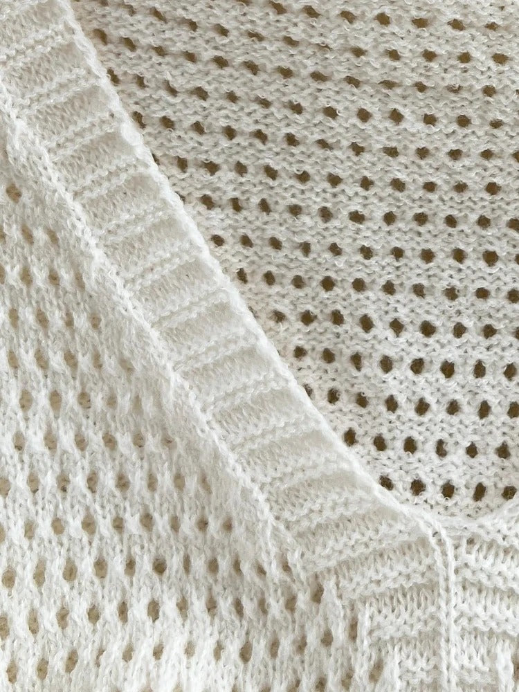 Hollow Out Knit Mini Dress