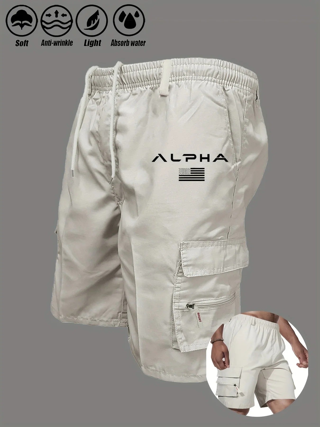 American Flag Printed Cargo Shorts