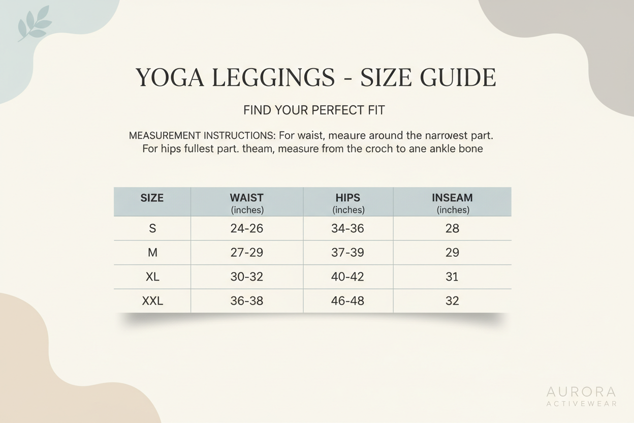 yoga leggings SIZE Chart S-M-L-XL-XXL