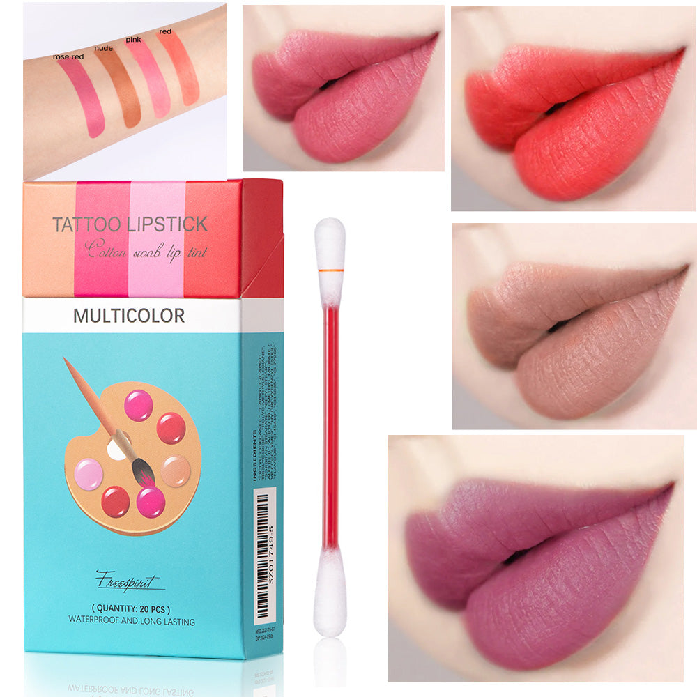 20 Pcs Set Cotton Swab Lipsticks For Outdoor Portable Lipsticks Cosmetics Waterproof Case Lasting Long Cigarette Liquid Lipstick San Remo